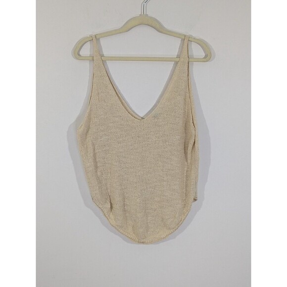 Free People FP Beach Boucle Sweater Tank Top M Ivory Cotton Blend Knit Sexy - Picture 3 of 7